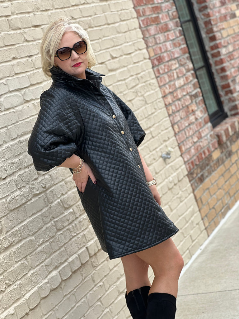 Quilted Vegan Leather Dress