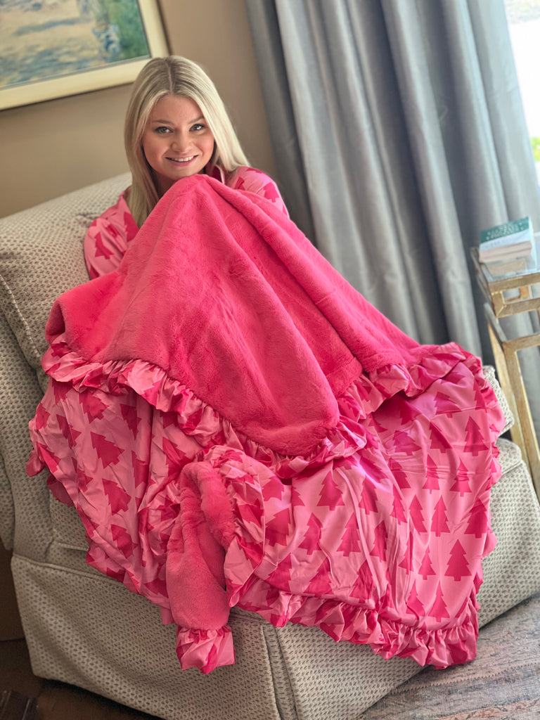 Dreaming of a Pink Christmas Blanket