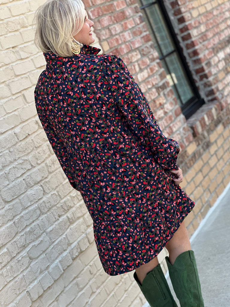 Corduroy Floral Dress