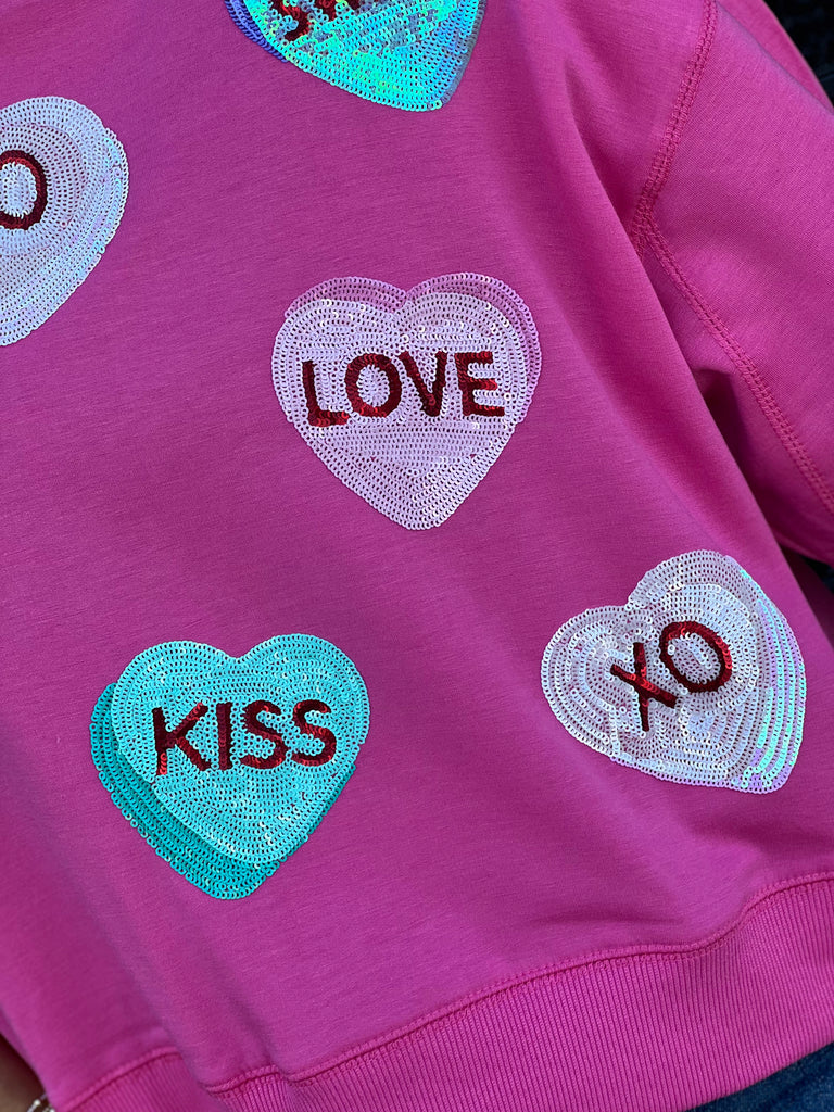 Mary Square Candy Hearts Sweatshirt