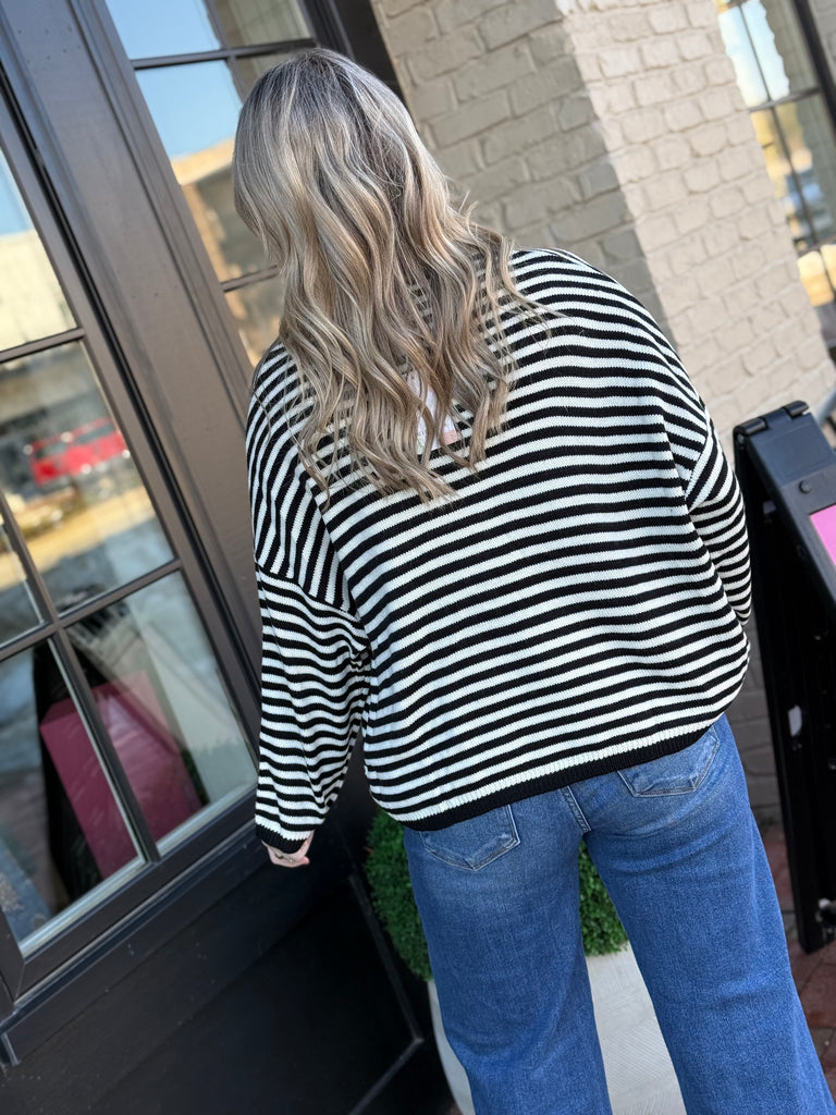 Seen in Stripes Sweater- Black/White