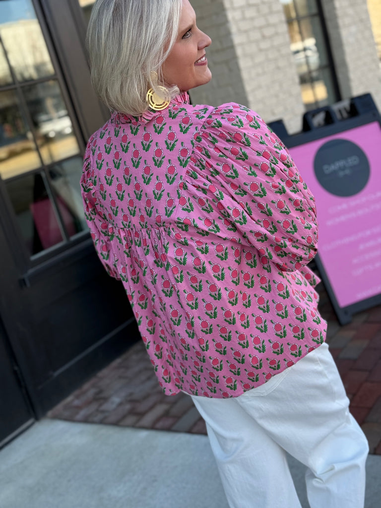 Pink Floral Blouse