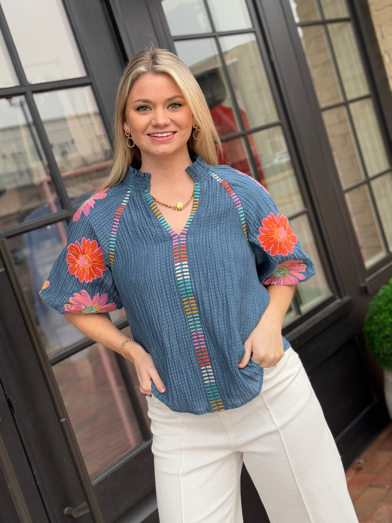 Floral Blues Blouse