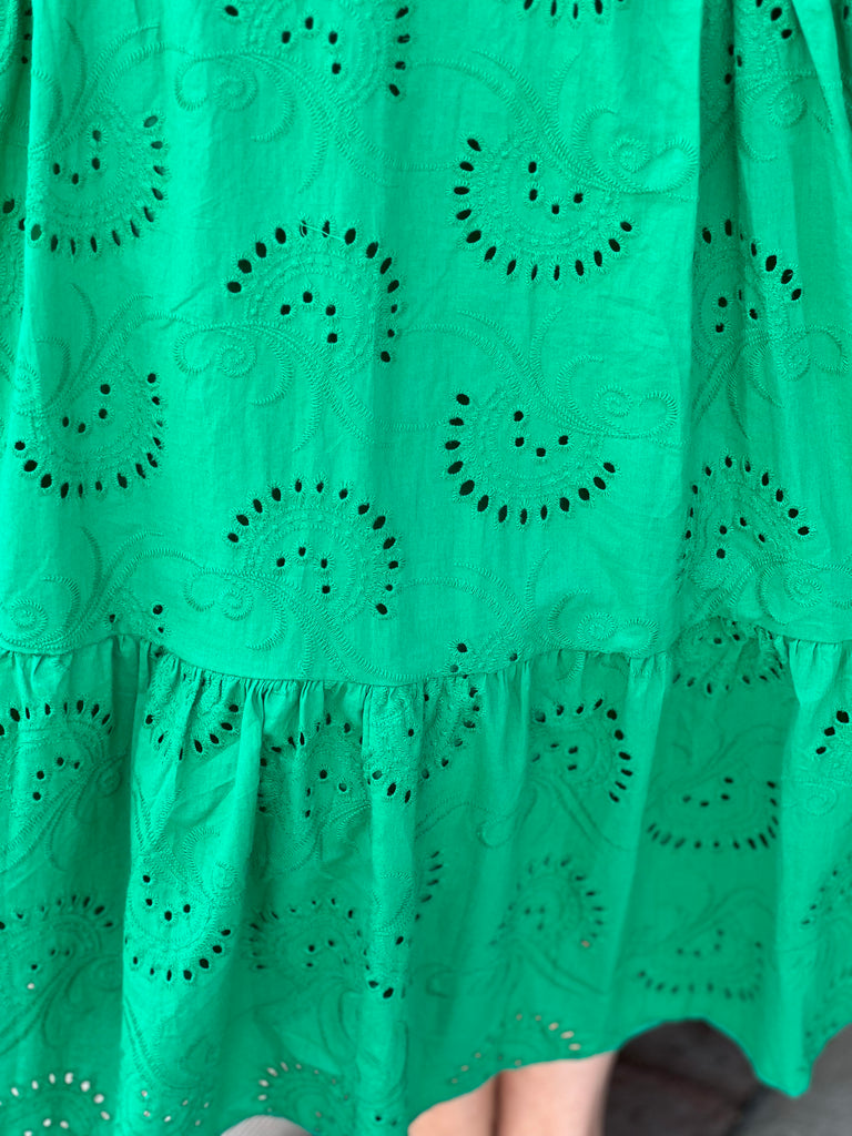 kelly Green Eyelet Dress