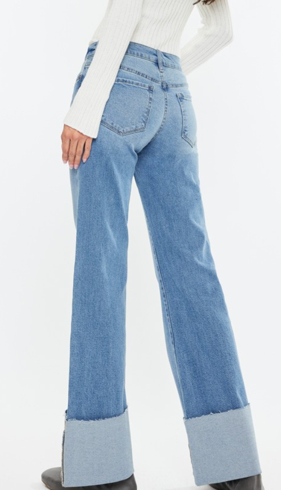 KanCan Wide Leg Cuffed Jean