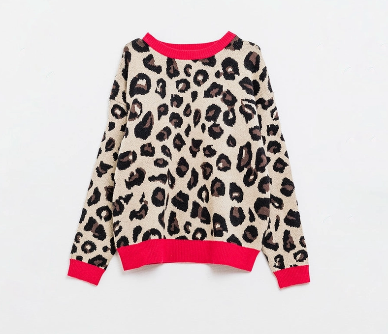 Leopard Red Accented Sweater