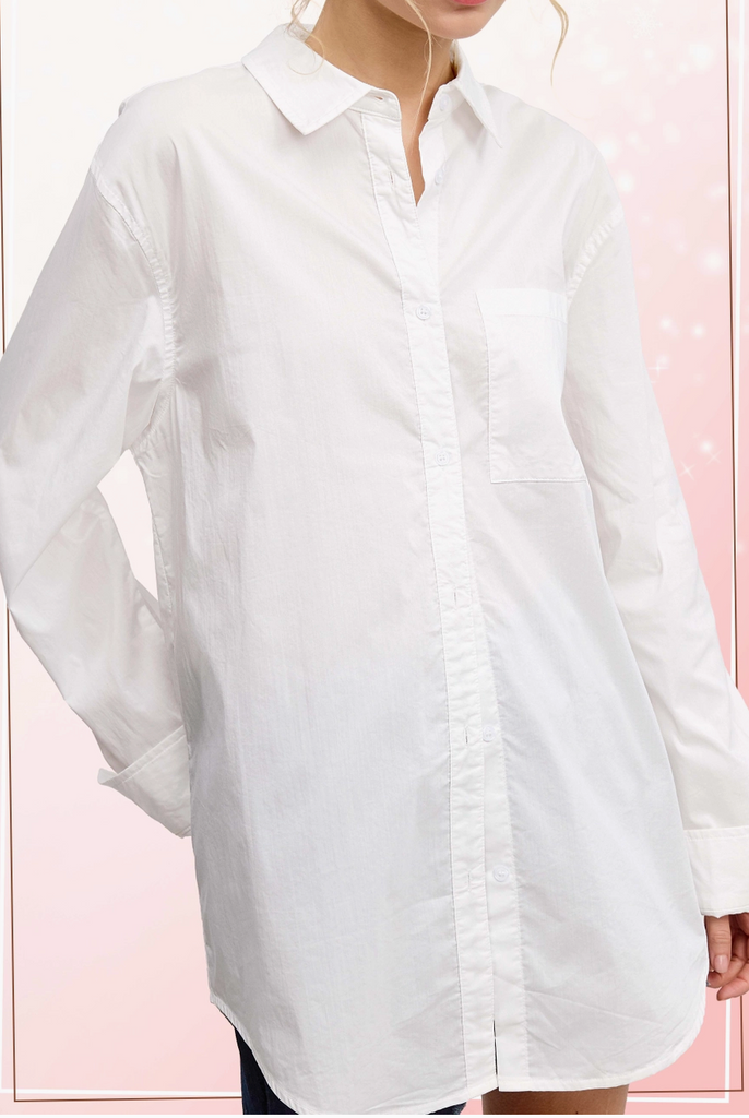 Buttoned in Poplin Top- White